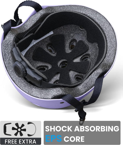 Kids Skateboard Cycling Helmet-Certified Adjustable Multi-Sports Helmet with Removable Liners for Skateboarding Skating Scooter